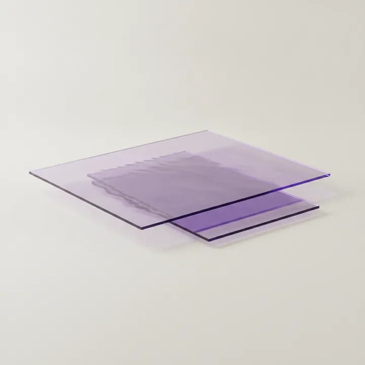 Abstract illustration: a tinted glass sheet lying over two smaller sheets