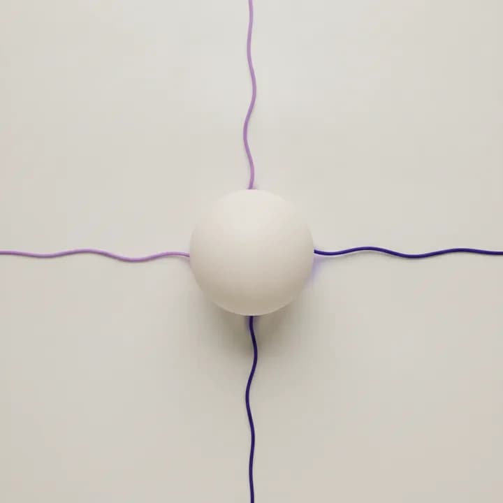 Abstract illustration: a pale sphere with fine lines converging on it